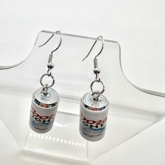 Coors Light Earrings - Beer Can Earrings - Alcohol Earrings - New Years Earrings - Picture 3 of 9